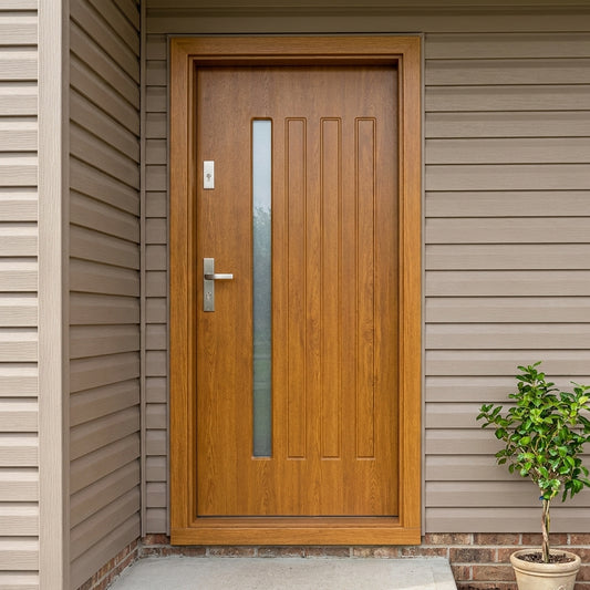 El Prema - Wooden Exterior Door Plati, Golden Oak