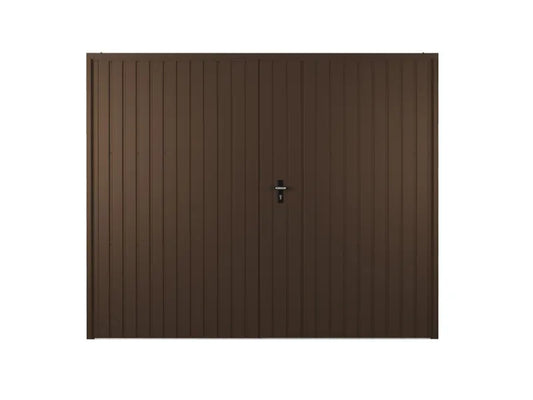 Double-leaf garage swing door, Brown
